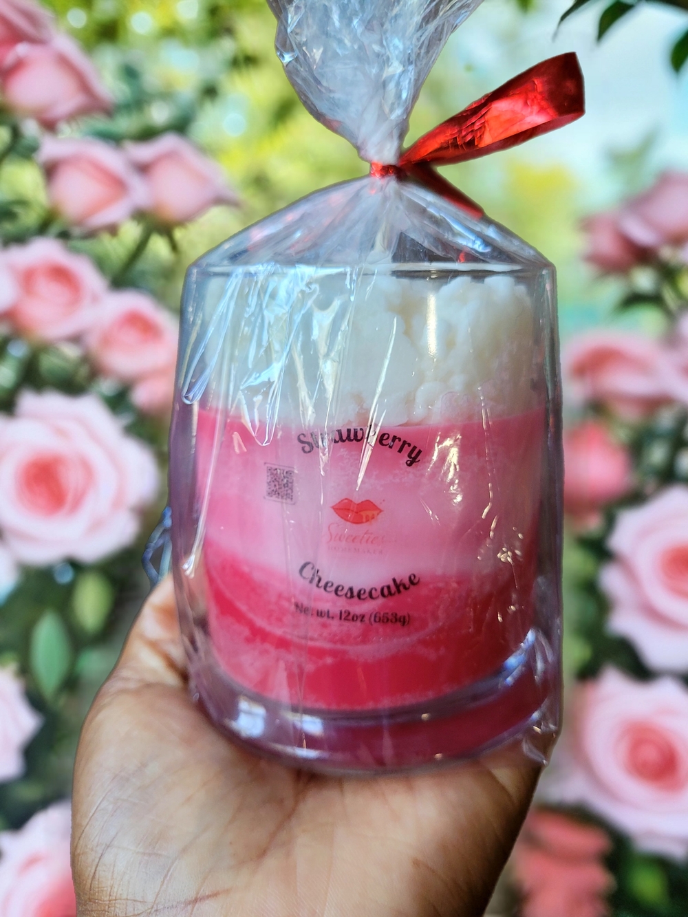 Strawberry Cheesecake Scented Candle - Pink